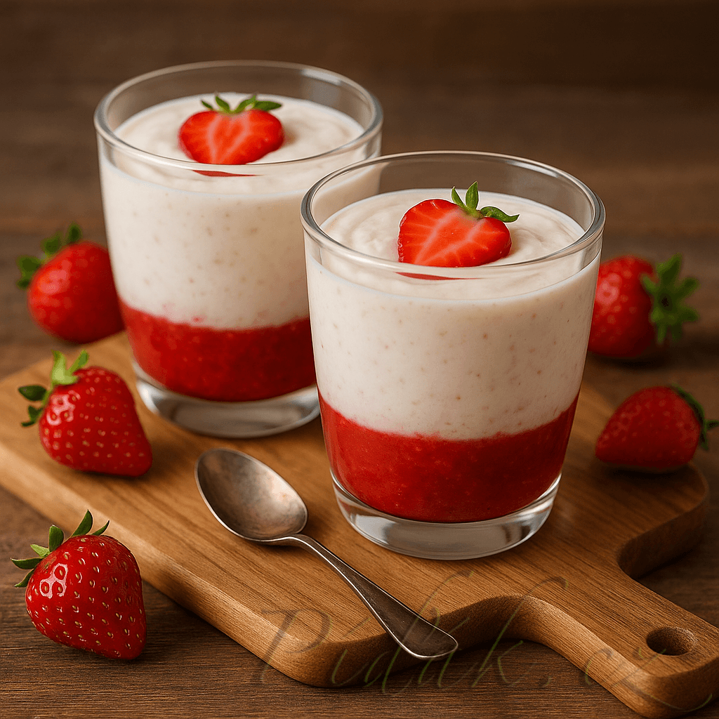 1. obrázek Pribiňáček s jahodovým pyré 