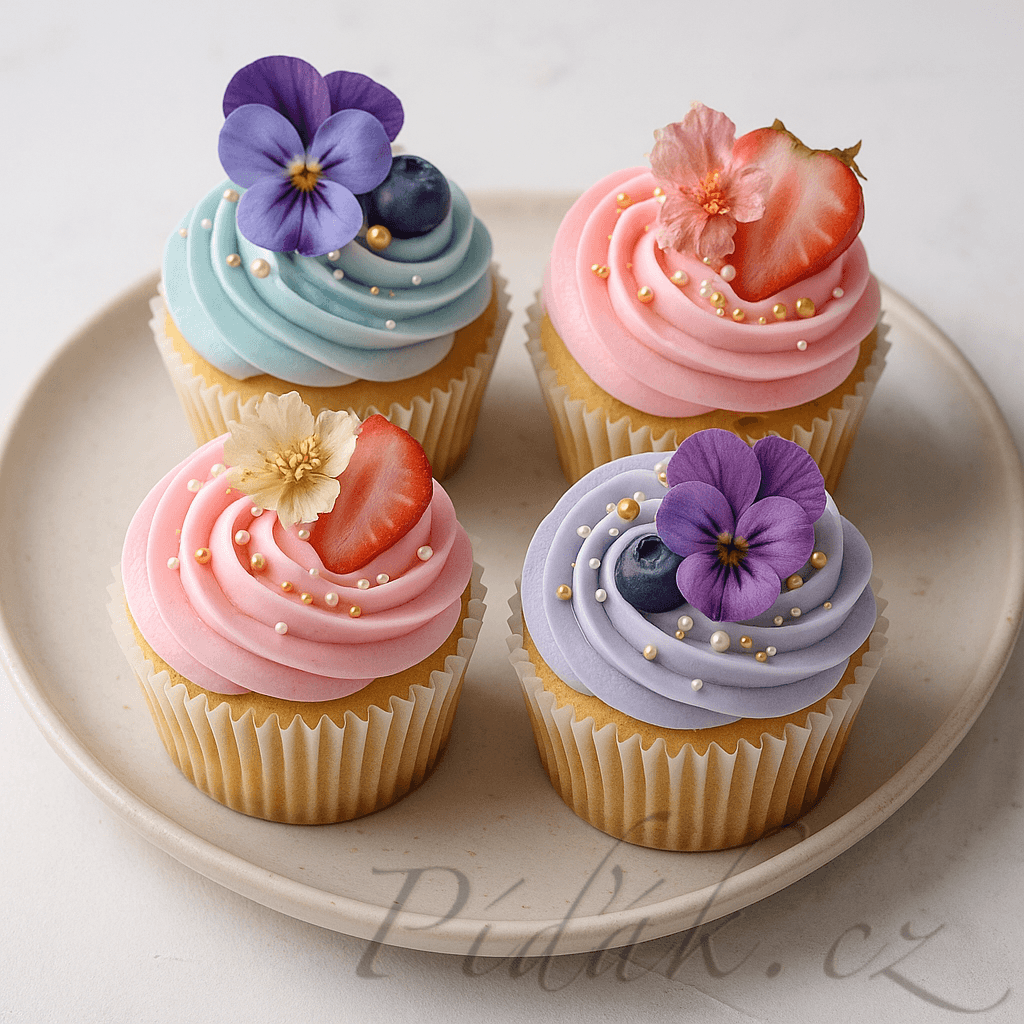 1. obrázek 🧁 Vanilkové cupcakes s máslovým krémem a zdobením