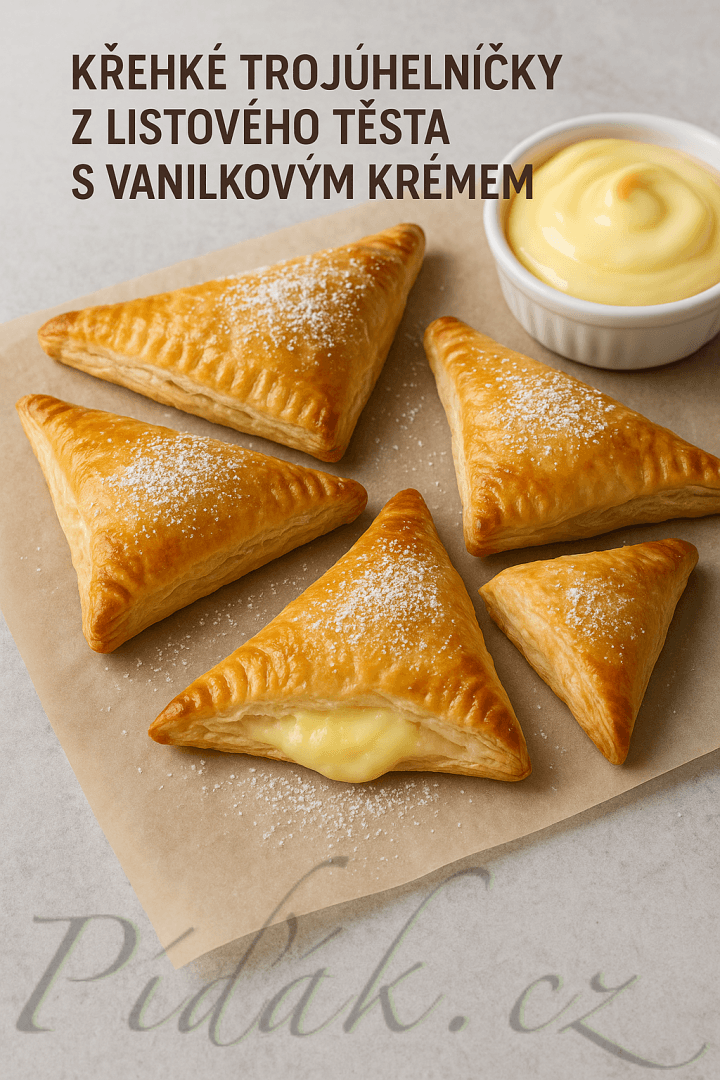 1. obrázek Křehké trojúhelníčky z listového těsta s vanilkovým krémem