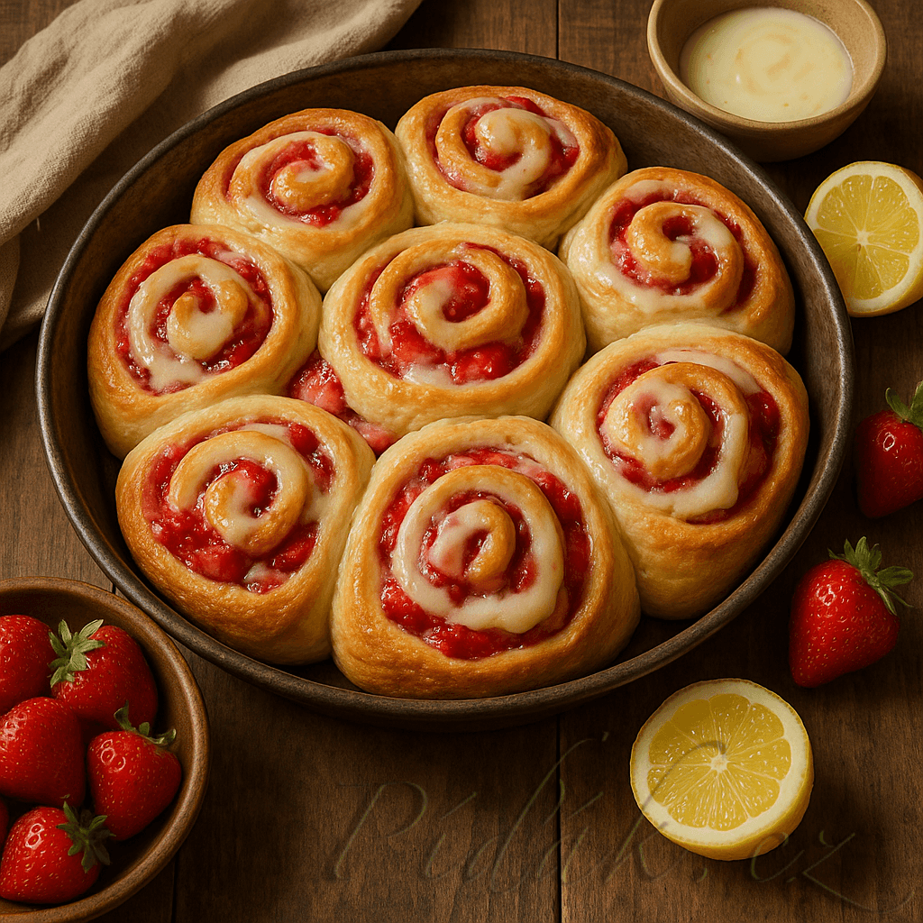 1. obrázek 🍓 Jahodové rolky s citronovou polevou