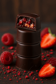 Obrázek Čokoládové pralinky s ovocnou náplní a ořechy 