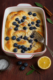 Obrázek Zapečená vánočka s pudinkem, tvarohem, mandlemi a ovocem 