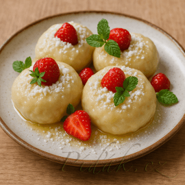 Obrázek Kynuté jahodové knedlíky 