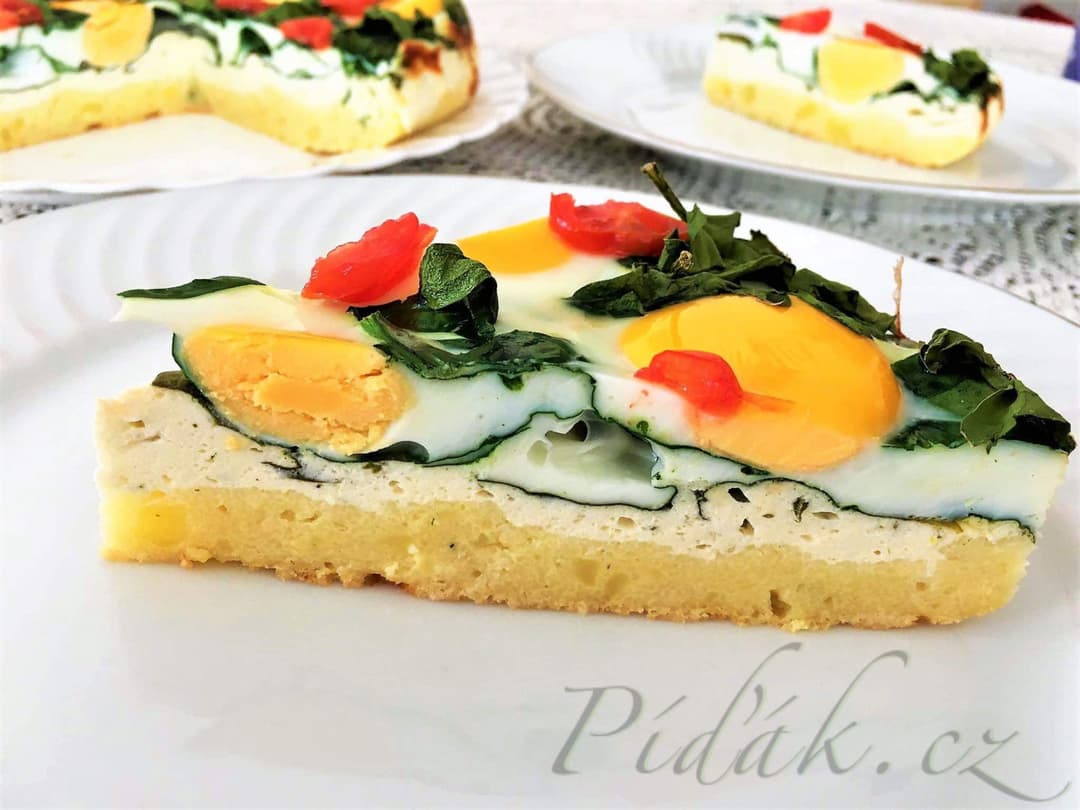 1. obrázek Bramborový quiche s ricottou špenátem a vejci 1. obrázek Bramborový quiche s ricottou špenátem a vejci