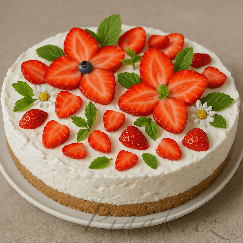 1. obrázek Nepečený dort s jahodami 1. obrázek Nepečený dort s jahodami